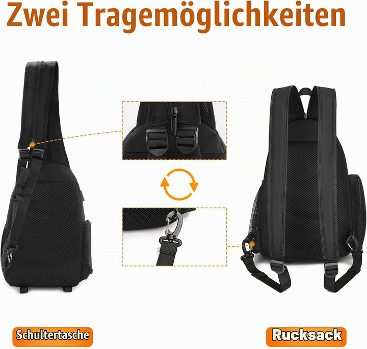 Cwatcun Kameratasche, Kamera-Umhängetasche, SLR-Kameratasche mit USB-Ladeanschluss Kompatibe, wasser