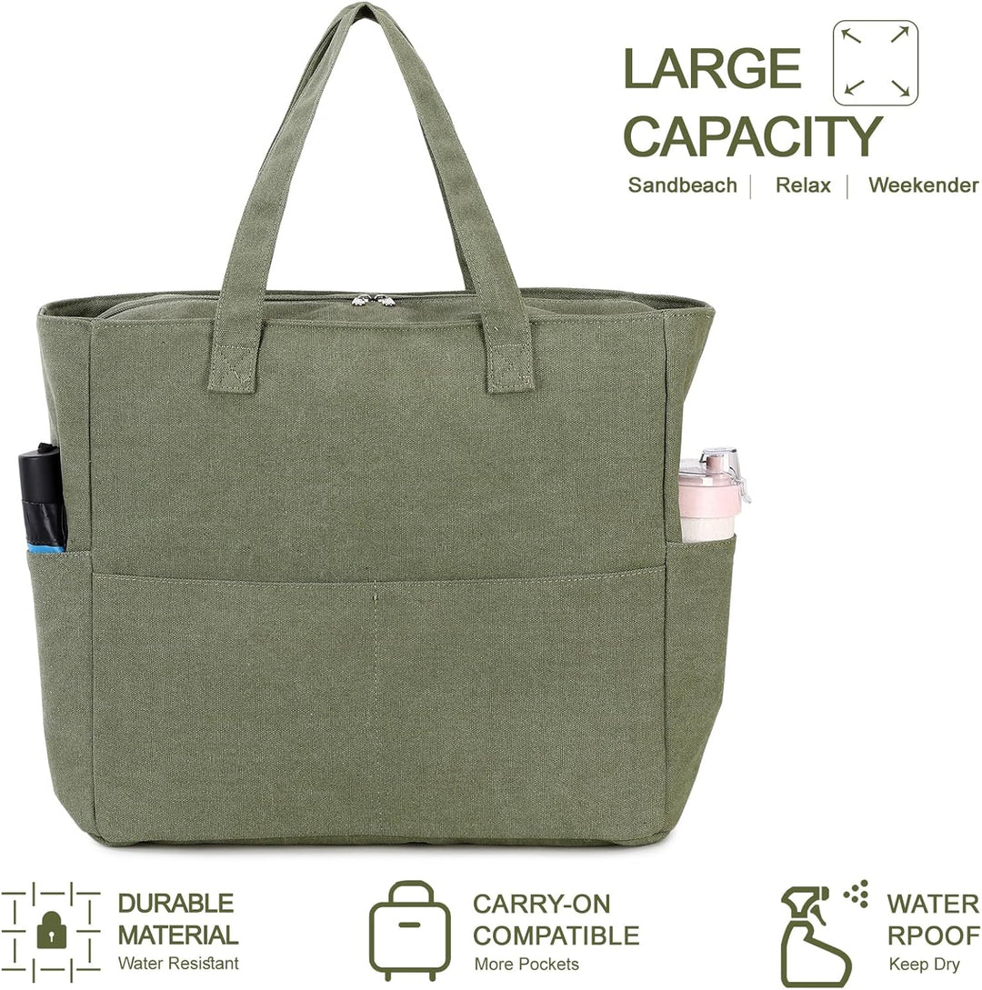 LEDAOU Grosse Strandtasche mit reissverschluss Damen Wasserdicht Umhängetasche Tragetasche shopper s
