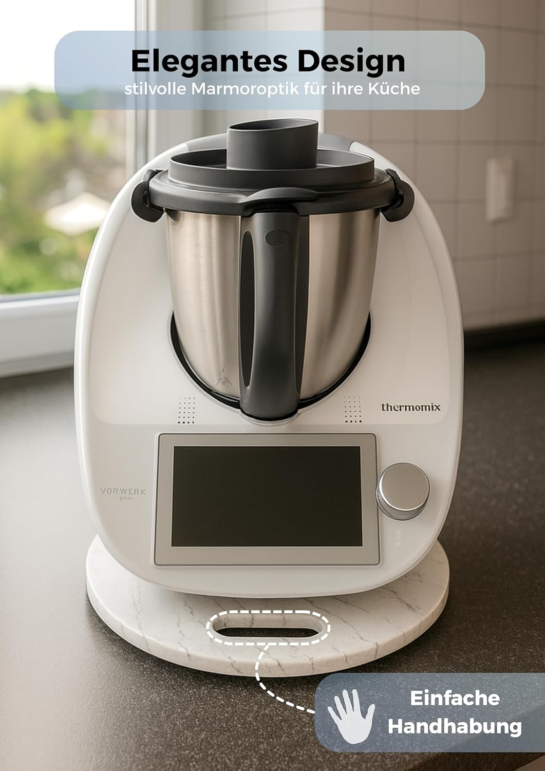 Gleitbrett für Thermomix TM6 TM5, Thermomix Rollbrett TM6 mit Handgriff, Thermomix Brett müheloses V