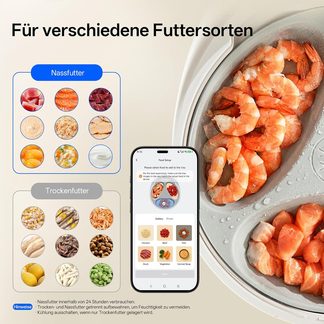 UBPET Automatischer Futterspender für Katzen & kleine Hunde, geeignet für Nass Trockenfutter, mit Ha