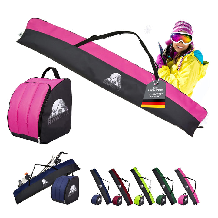 Rawstyle Skitasche Ski-Schuh-Tasche Set SKI-Tasche 160cm oder 180cm wasserdicht Ski Bag Ski Cover Wi