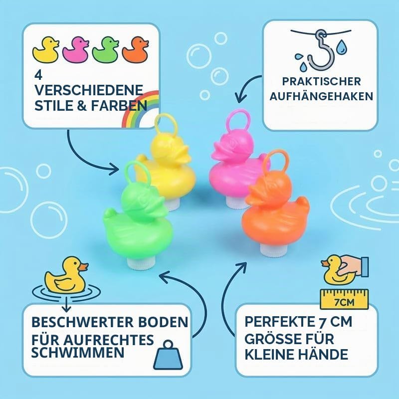 HENBRANDT Enten mit Haken, 20 Stück (verschiedene Farben) Farblich Sortiert, Farblich Sortiert