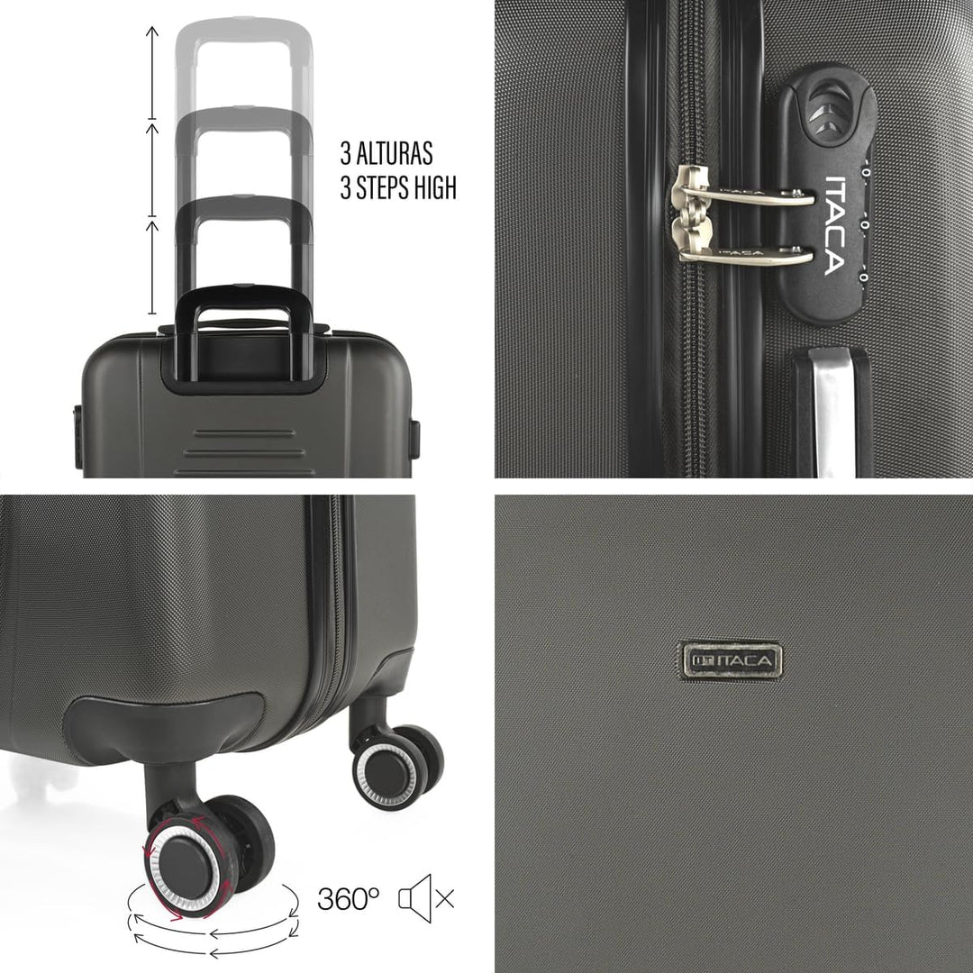 ITACA - Trolley Handgepäck Cabin Trolley Koffer Reisekoffer Hartschalenkoffer mit Zahlenschloss - Ka