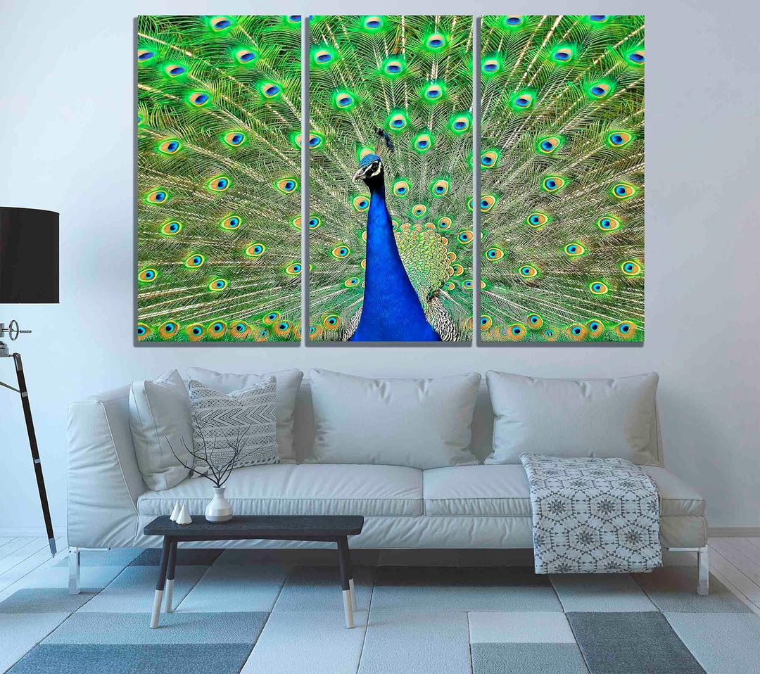 Pfauen-Leinwand-Kunstdrucke, abstrakte blaue Bilder, Vogel-Kunstwerk für Zuhause, Büro, Schlafzimmer