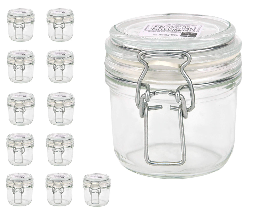 Bormioli Fido - Barattoli con chiusura a leva, 12 pezzi, capacità 200 ml, conservazione ermetica gra