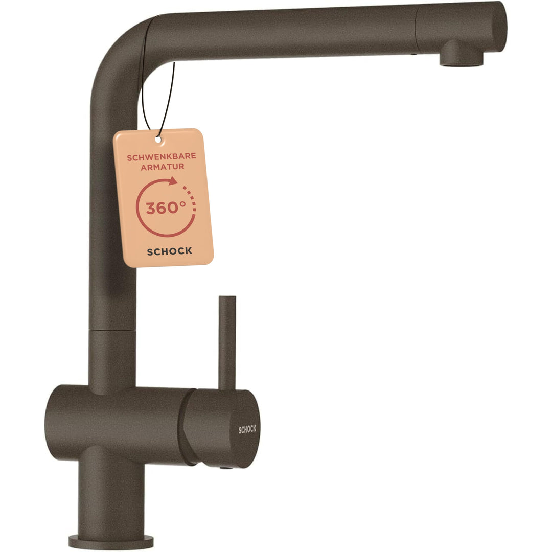 SCHOCK Küchenarmatur Epos Bronze – braune hochdruck Armatur mit Festauslauf und Standard Norm-Anschl
