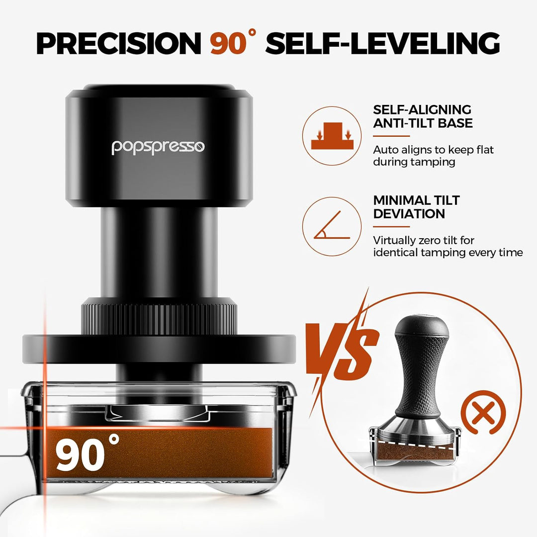 58,35 mm Espresso-Tamper, stossfestes Design mit akustischer Rückmeldung, 3-fach gefederter Kaffee-T