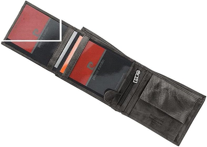 Pierre Cardin Geldbeutel Herren - Elegante Portemonnaie Herren Echtes Leder mit Geldscheinfach 10 Ka