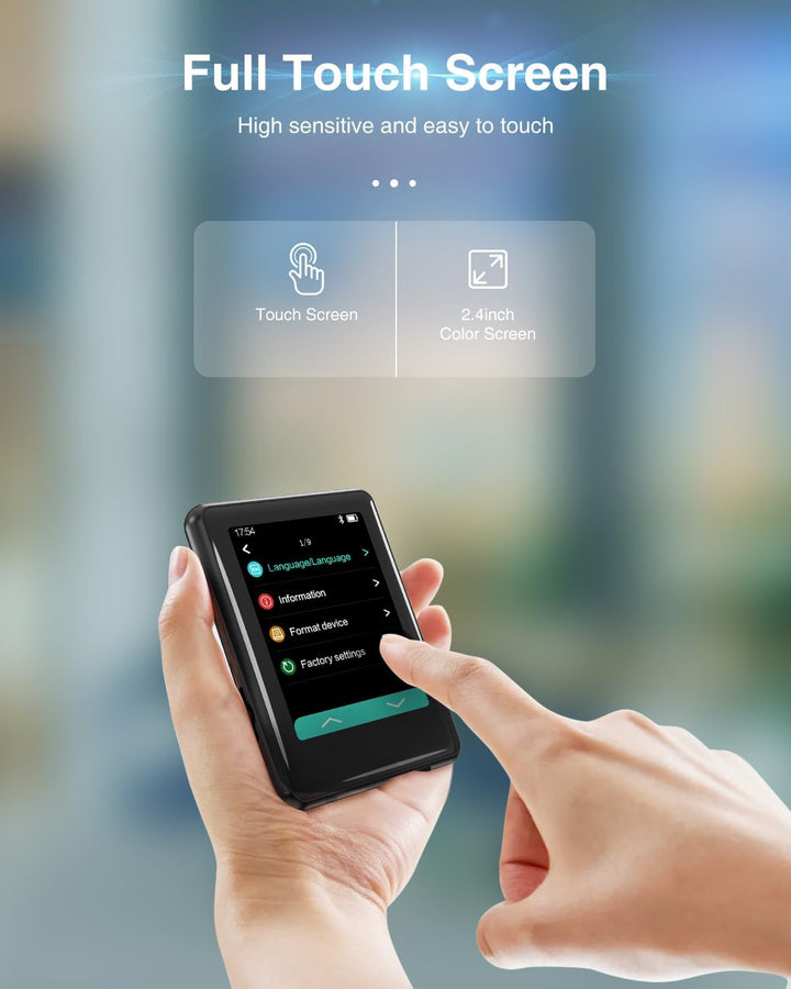 MP3-Player mit Bluetooth 5.3, 16 GB, Full Touchscreen, für Kinder, tragbares Musikgerät mit Lautspre
