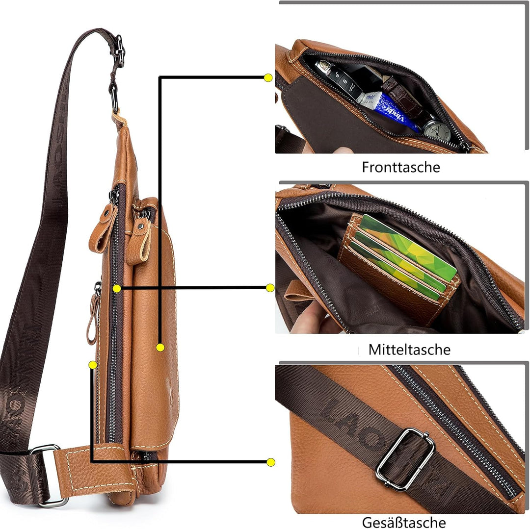 pundarika brusttasche herren leder Kleine umhängetasche herren sling bag Leder Crossbody bag Tasche
