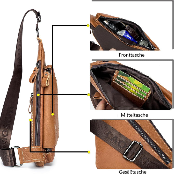 pundarika brusttasche herren leder Kleine umhängetasche herren sling bag Leder Crossbody bag Tasche