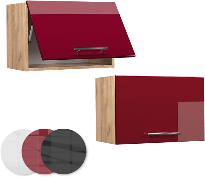 Vicco Hängeschrank Fame-Line, Bordeaux Hochglanz/Goldkraft Eiche, 60 cm Flach Hängeschrank 60 cm fla