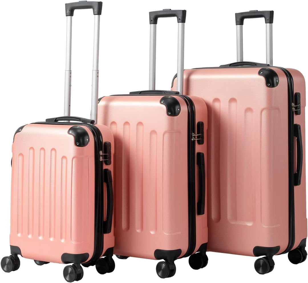 Bonnlo Kofferset 3 Teilig, Hartschale Koffer Set, Reisekoffer mit 4 Rollen, ABS-Trolley M-L-XL, mit