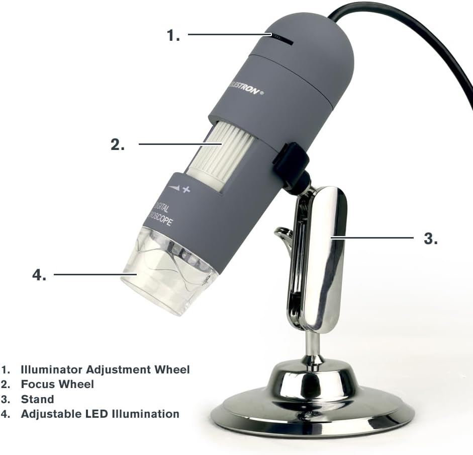 Celestron Deluxe Capture Your Discoveries 44302-C Handheld Digitalmikroskop, Grau Deluxe, Handgerät,