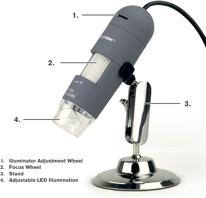 Celestron Deluxe Capture Your Discoveries 44302-C Handheld Digitalmikroskop, Grau Deluxe, Handgerät,