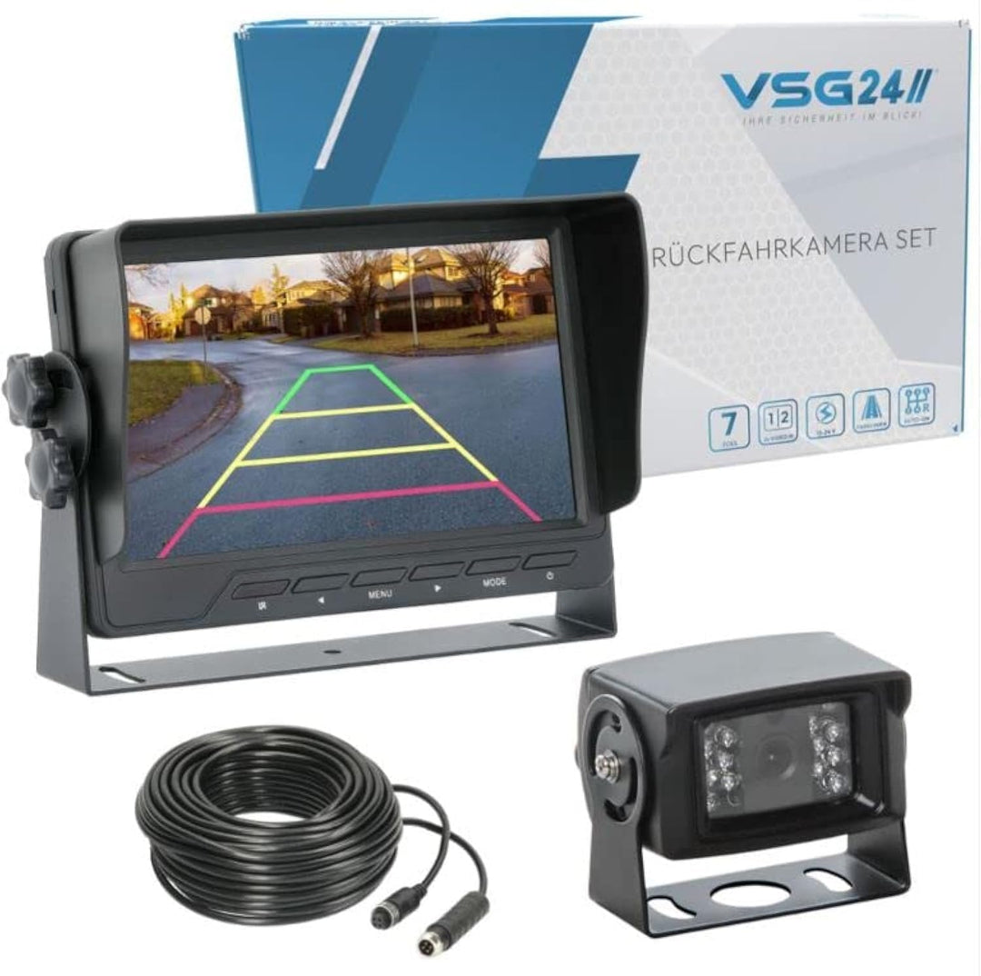 VSG24 Rückfahrkamera 7" Transporter-Set Transit inkl. Kamera, Monitor, Kabel - Wasserdicht Nachtsich