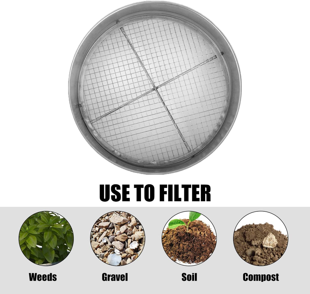 Bodensieb Garten, Edelstahlrahmen 20cm Gartensieb 6 Stück Austauschbare Maschenfilter Bodensieb Set