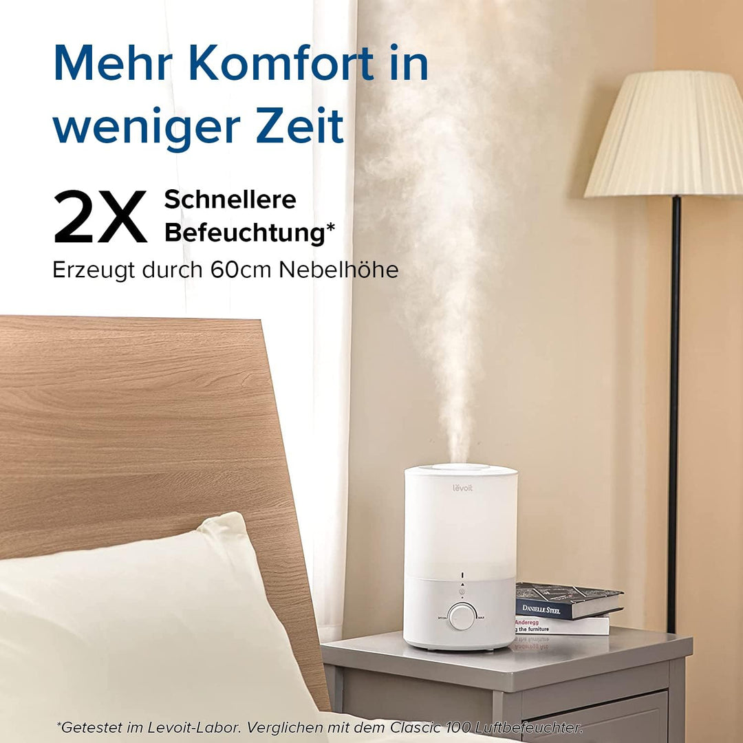 LEVOIT Top-Fill Luftbefeuchter 3L mit Nachtlicht, 360°Drehbare Düse & Luftbefeuchter Ersatzfilter Fä