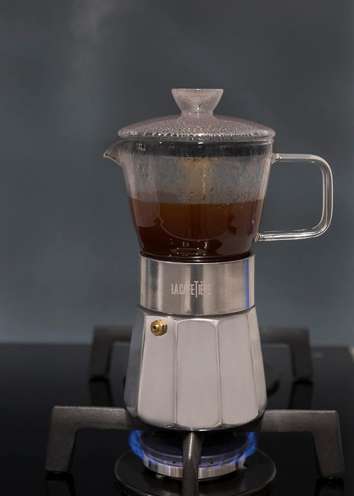 La Cafetière Verona Glas-Espressokocher, Chrom, 6 Tassen, Geschenkverpackung Chrome, Chrome