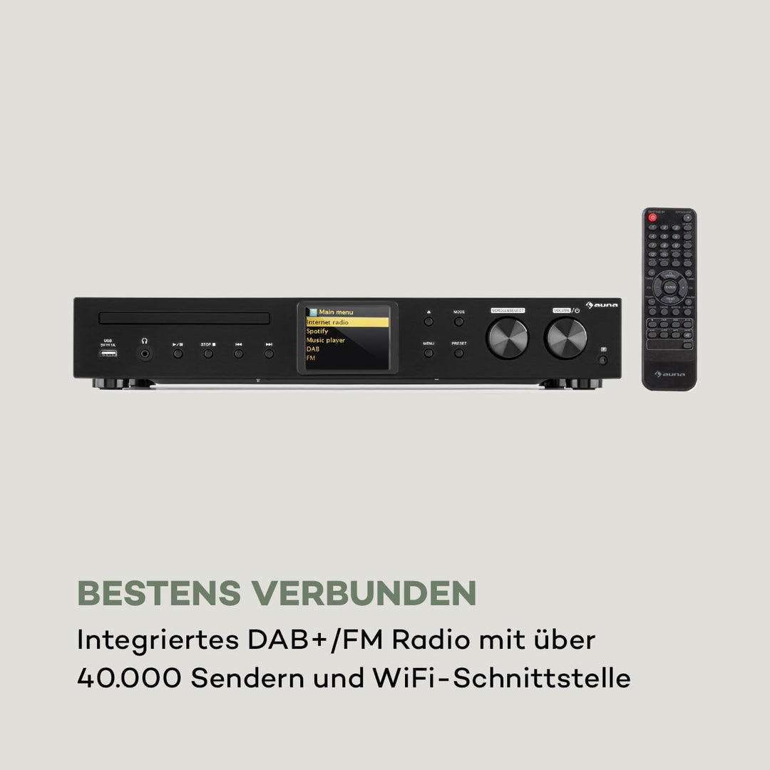auna iTuner Internet Radio mit DAB+, HiFi Receiver, Internetradio mit CD Player, FM Radio, Digital H