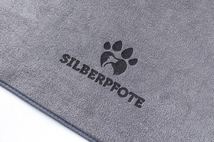 Silberpfote® Hundehandtuch Set - 2er Pack – Weich, Waschbar und Saugfähig - 130x75cm, Blau & Grau -