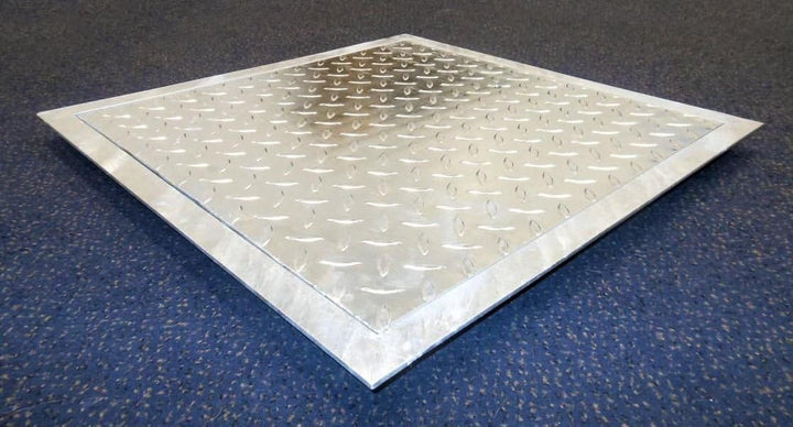 Schachtdeckel Vollverzinkt mit Rahmen / 80 x 100 cm / Abdeckkappe Kanalschacht Kanalabdeckung Kanald