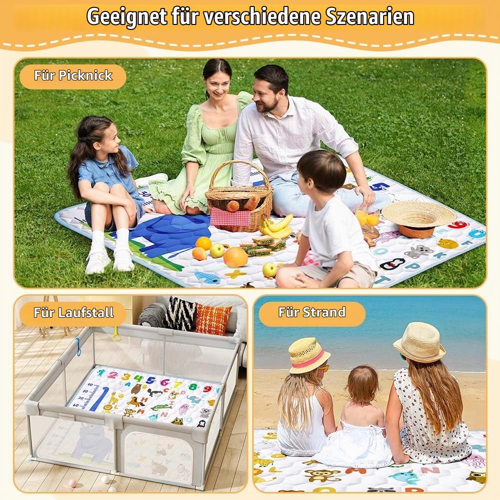Baby Spielmatte, 127x127 cm Baby Krabbelmatte, Baby Faltbare Spielmatte, Krabbeldecke für Baby, Klei