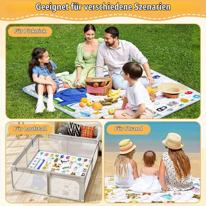 Baby Spielmatte, 127x127 cm Baby Krabbelmatte, Baby Faltbare Spielmatte, Krabbeldecke für Baby, Klei