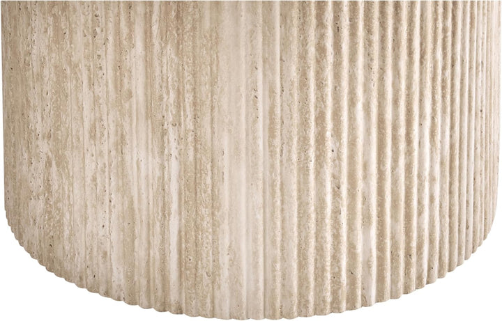 Couchtisch MDF-Platte Travertinoptik Modernes Design Beige ø 80 cm Ammon