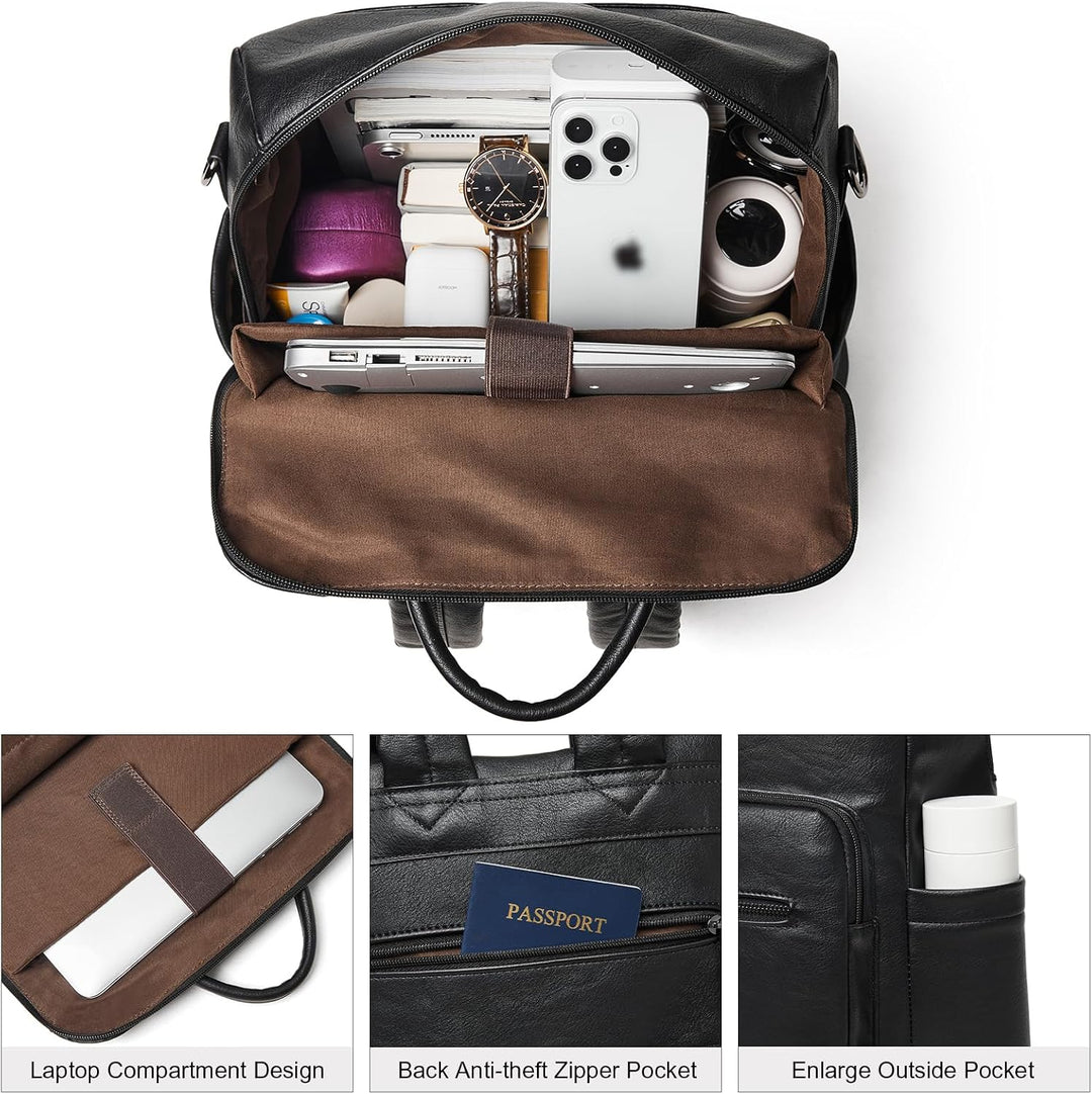 Shrrie Laptop-Rucksack für Damen, 15,6 Zoll Reise-Rucksack aus Leder, Handgepäck-Rucksack Computerta