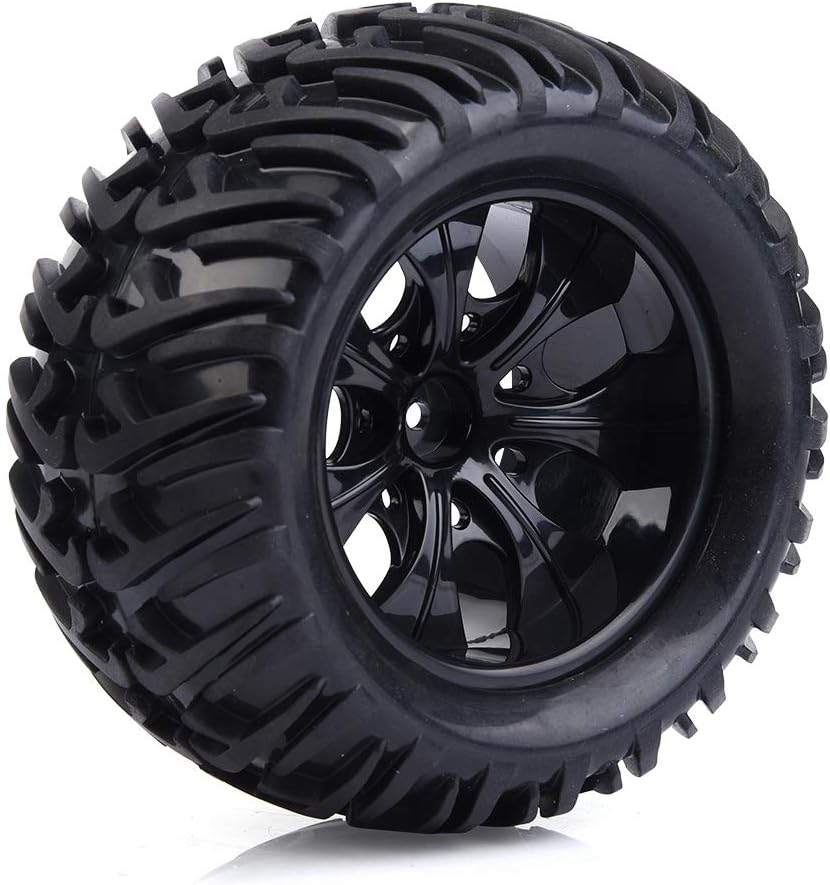 Dilwe RC Auto Reifen, 4 Stück Y-förmigen Muster Reifen Gummireifen mit Naben für 1/10 Skala RC LKW A