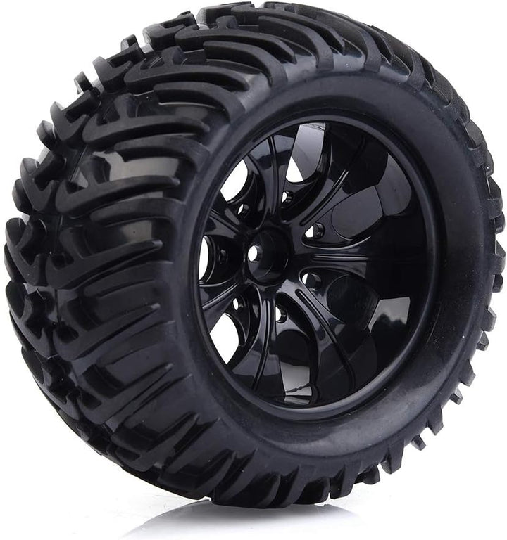 Dilwe RC Auto Reifen, 4 Stück Y-förmigen Muster Reifen Gummireifen mit Naben für 1/10 Skala RC LKW A
