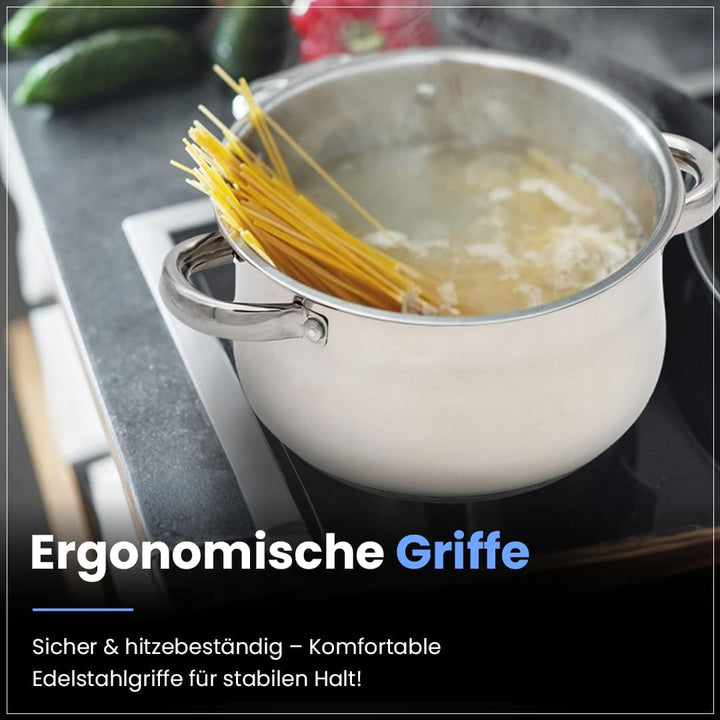 Induktions-Kochtopf 18cm – Edelstahl Bratentopf mit Glasdeckel & Dampfloch - Für Alle Herdarten (Ind