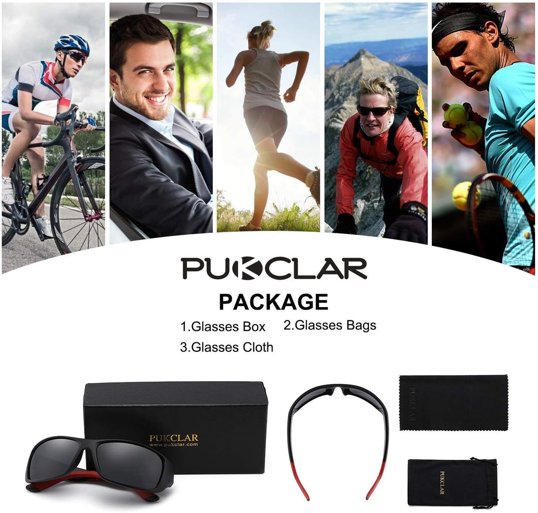 PUKCLAR Herren Sonnenbrille Polarisierte Sportbrille Radsportbrillen Fahrerbrille Damen UV400 Schutz