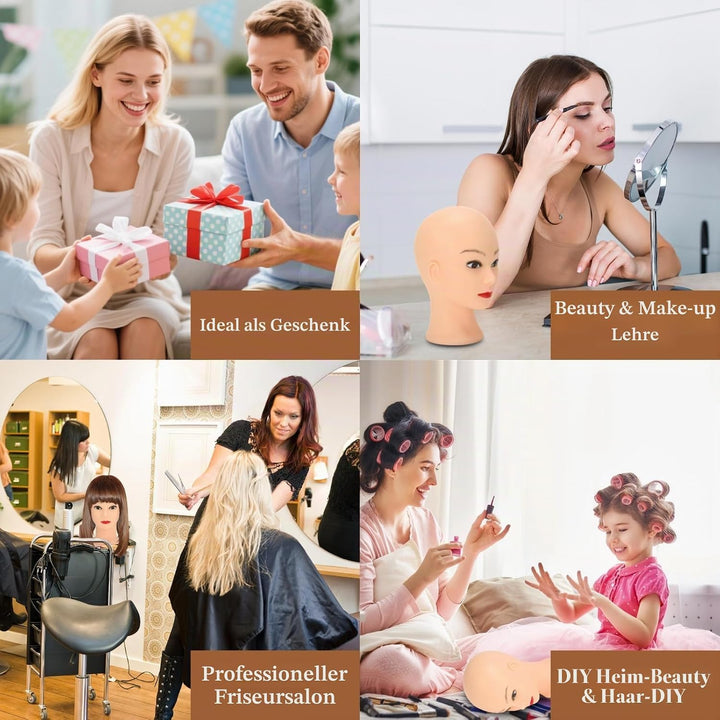 Schaufensterpuppenkopf, Puppenkopf, Silikon-Schaufensterpuppenkopf, Make-up-Training, Glatze, Schauf