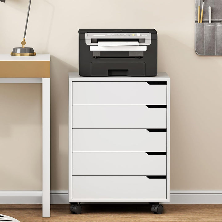 sogesfurniture Rollcontainer, Aktenschrank mit 5 Schubladen, Büroschrank, Schubladenschrank, Kommode