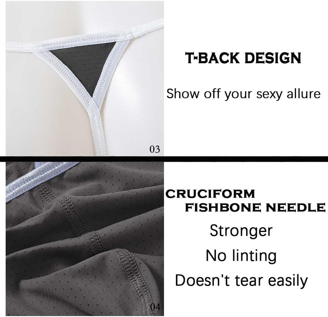 BIATWOWR Männer Niedriger Tangaslip mit Netz, Sexy, Grosse Taschen, Elastisch und Weich Underwears X
