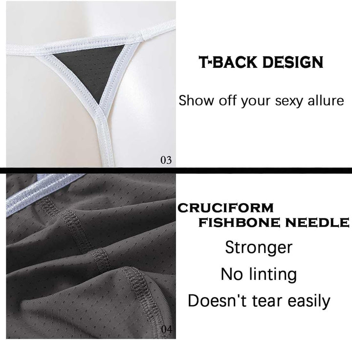 BIATWOWR Männer Niedriger Tangaslip mit Netz, Sexy, Grosse Taschen, Elastisch und Weich Underwears M