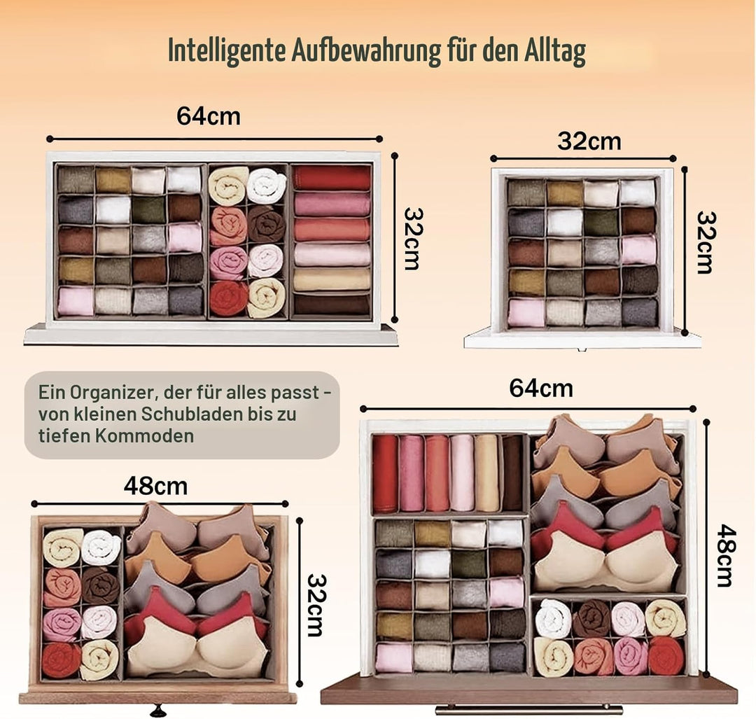 Yucch 8er Set Unterwäsche-Organizer – Faltbare Stoffboxen für Kleiderschrank, platzsparendes Ordnung