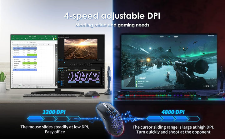 Gaming Maus 7200 DPI RGB Waben Design für PC Laptop C306, C306