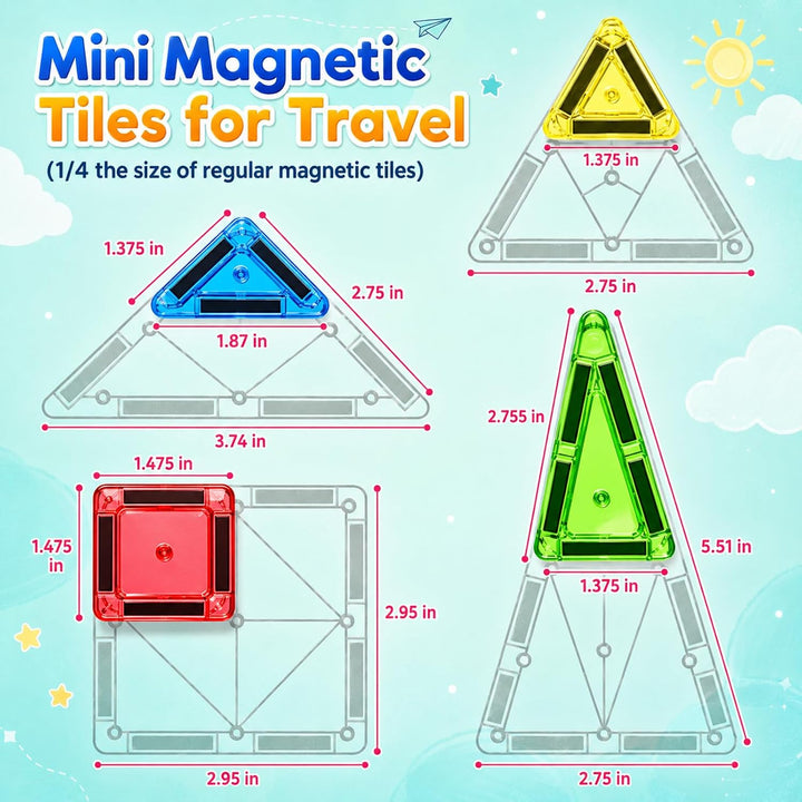 50 PCS Magnetfliesen, 3D Magnetische Bausteine Kit, STEM Reise Magnetfliesen für Kinder mit Eisen Ca