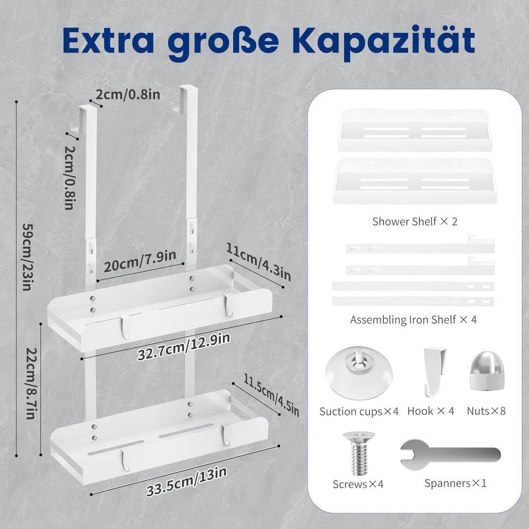 Duschregal Zum Hängen Duschablage Ohne Bohren Duschkorb Badezimmer Organizer Shampoo Halterung Dusch