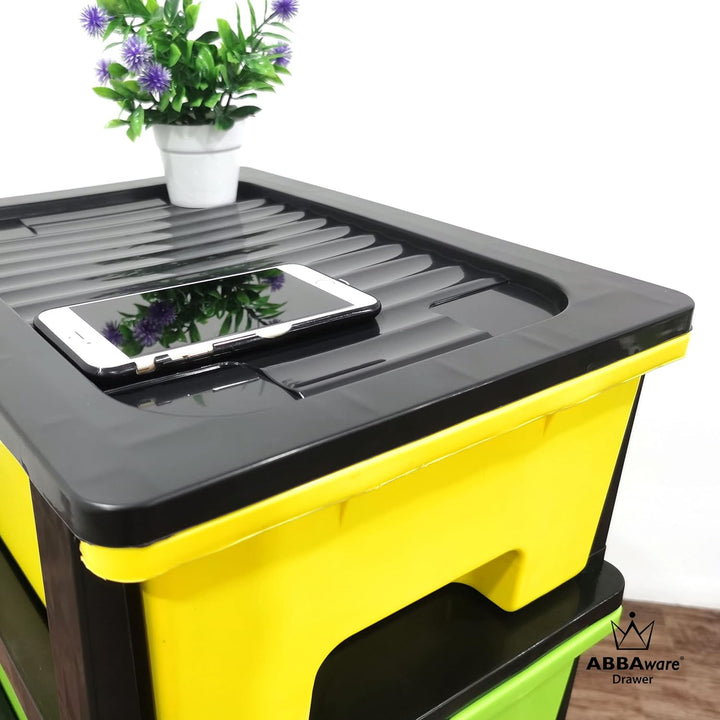 ABBAware Schubladenbox, Schubladen-Container auf Rädern, 5 grosse 17 Liter Schubladen, der Umwelt zu