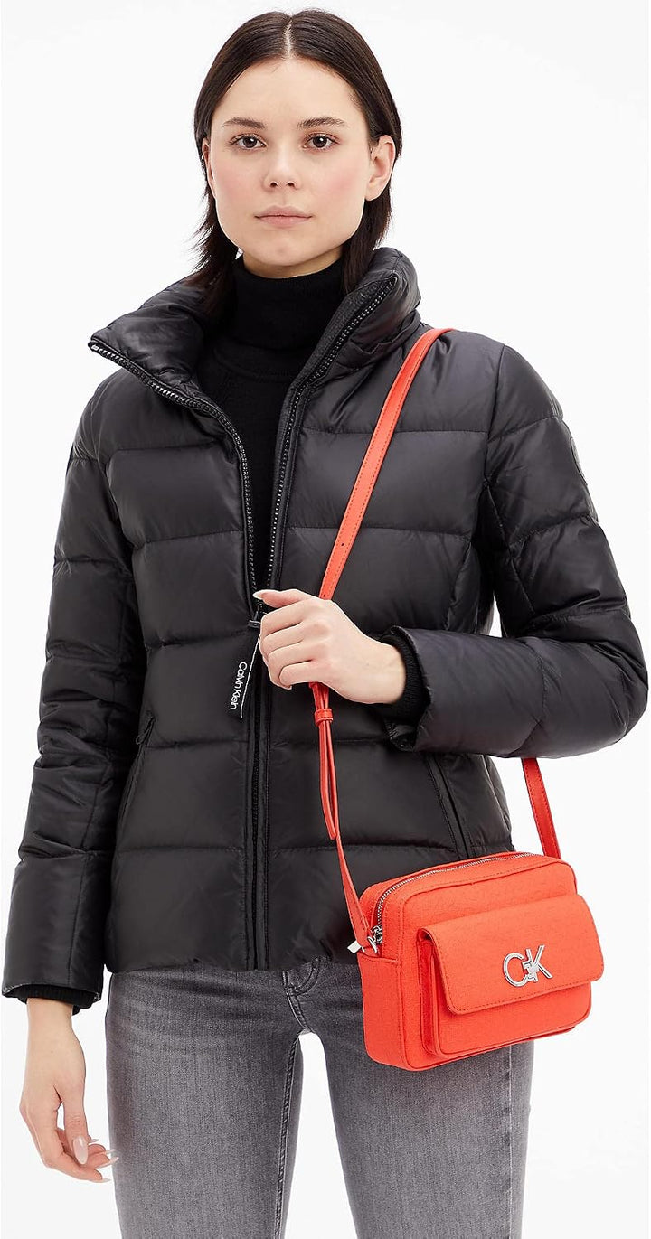 Calvin Klein Re-Lock Camera Bag W/Flap Jacquard Deep Orange