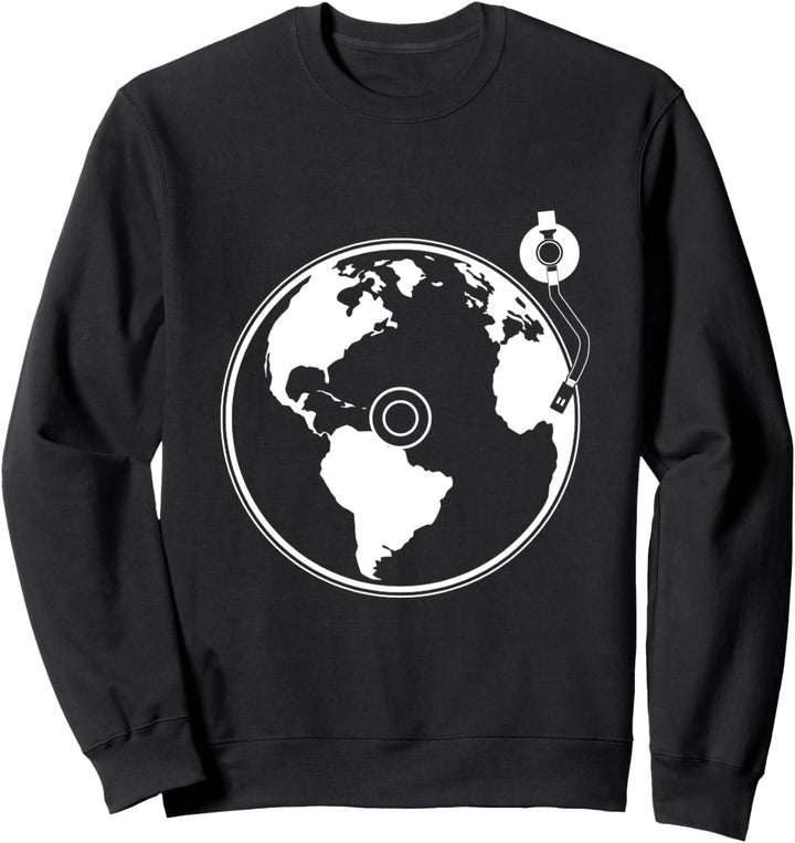 Erde Welt Schallplatte Vinyl Plattenspieler Geschenk Sweatshirt