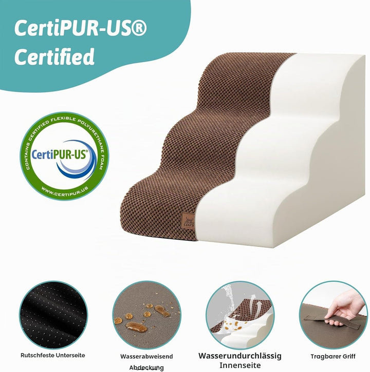 COZY KISS Hundetreppe für Kleine Hunde 40cm, Haustiertreppe für Couch aus Hochdichtem Schwamm, Hunde
