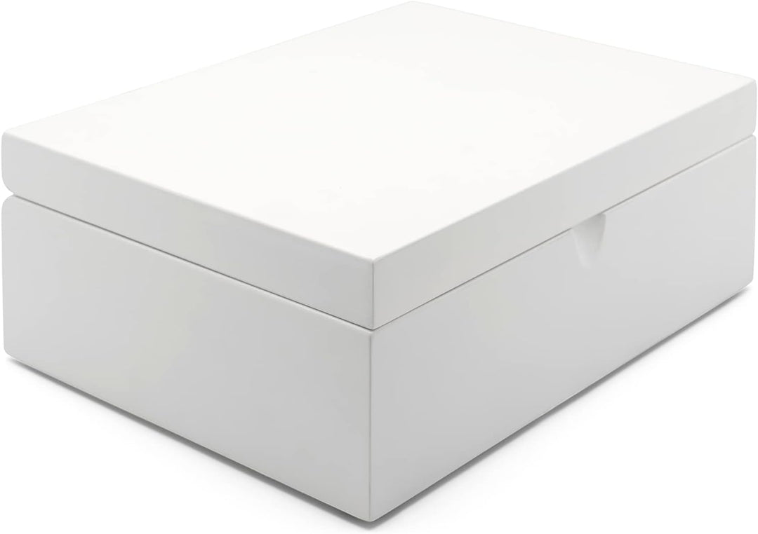 Bredemeijer Kleine weisse Holz Teebeutelbox 23.8 x 18.1 cm - Teebox ohne Fenster mit 4 Dosen für los