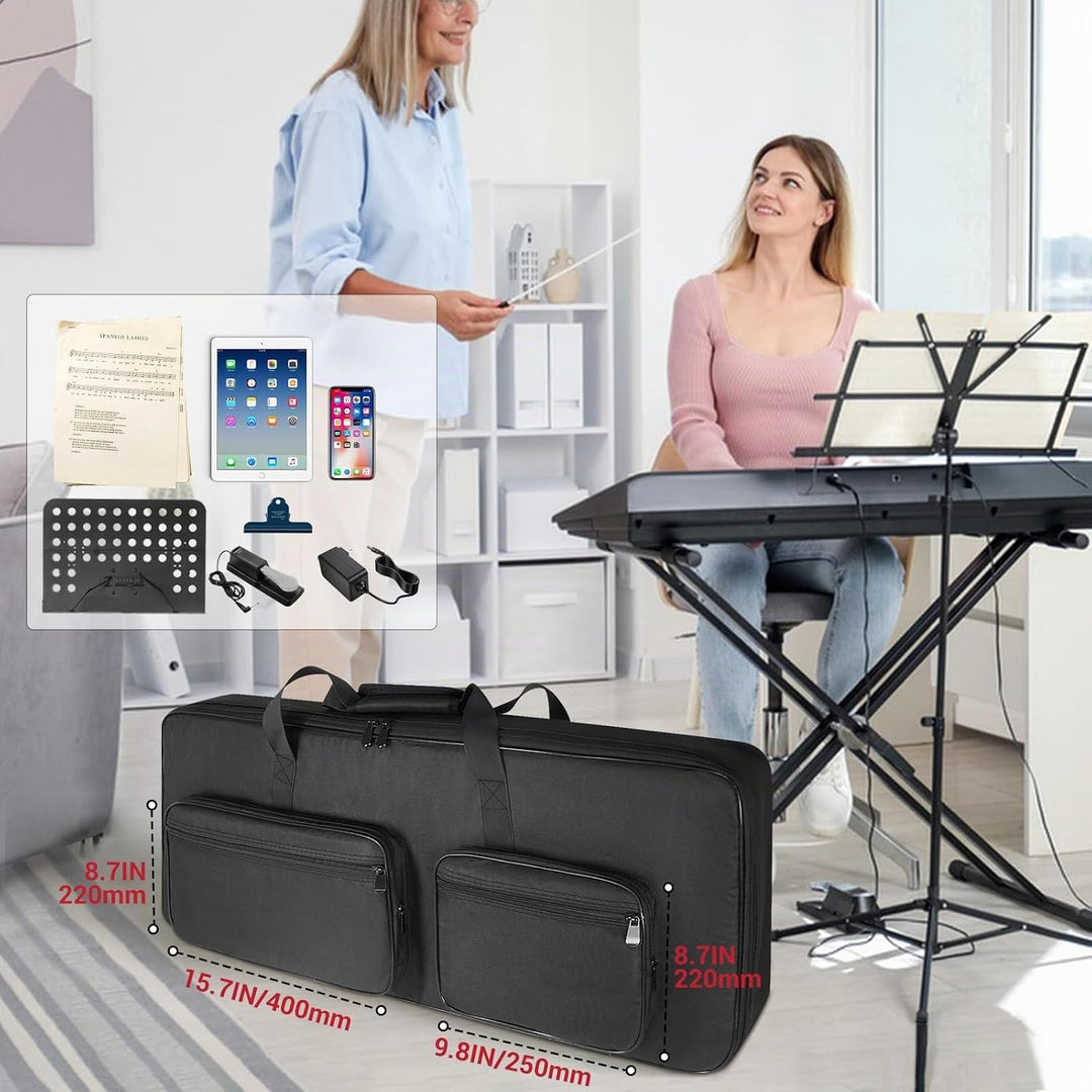 SUNDOY 49-Key Keyboard Tasche aus 600D Oxford-Gewebe, Gig Bag mit 8 mm Polsterung für Keyboard &amp; Zub