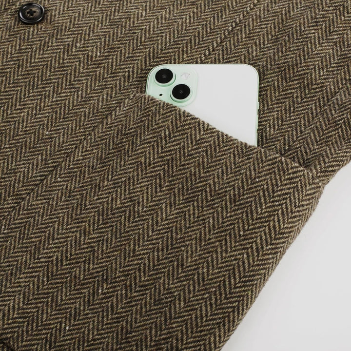 PaulJones Sakko Herren Vintage Wollmischung Blazer mit Reverskragen Tweed Sakko 2 Knöpfe Regular fit