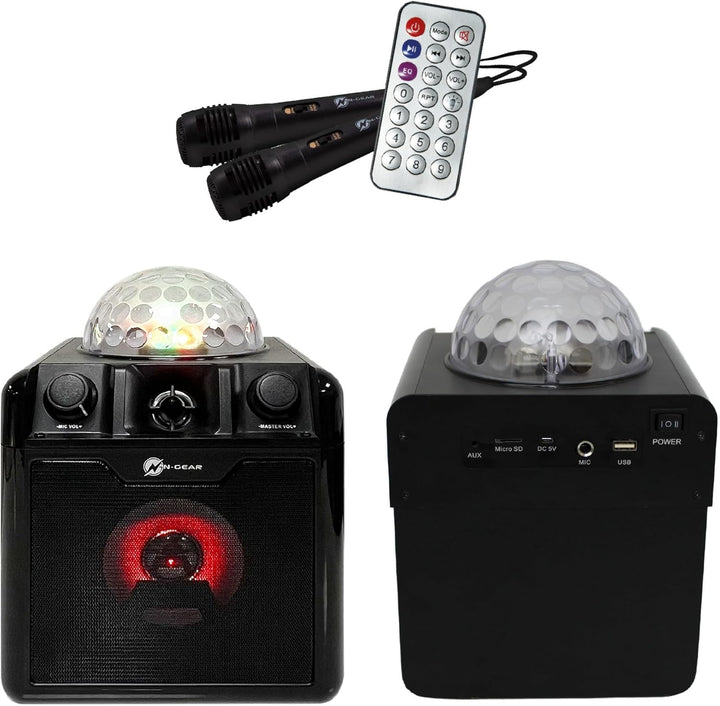 N-Gear DISCO410 Karaoke & Party Bluetooth Lautsprecher mit Discokugel, Mikrofon & Powerbank-Funktion